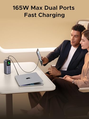 UGREEN Nexode Power Bank 20000mAh 165W with Built-in USB C Cable Laptop Travel Portable Charger, 100W Input, Fast Chargi