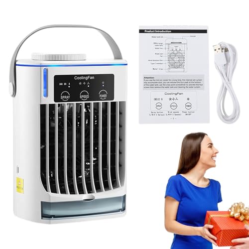 Air acondicionador de escritorio portátil: enfriador de aire personal con alimentación USB, tanque de agua de 500 ml | ventilador de enfriamiento de, velocidades de ajustables | Unida