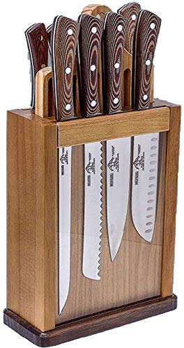 Sonpó Online - Taco Magnético de Madera de Pino, incluye 8 Piezas Serie Arena mikarta Juego de cocina, con hojas de acero inoxidable Cover