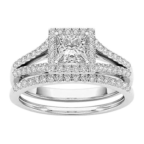 iLH Clearance Deals Rings,Silver Ring Womens Diamond Engagement Wedding Band Rings Jewelry Gift for Moms (T-06, 7) Cover