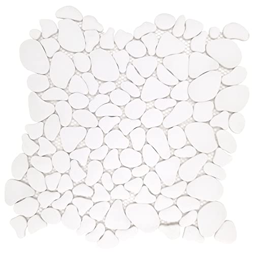 SUNWINGS 10-Sheet Pebble Tile for Shower Floor Border Kitche...