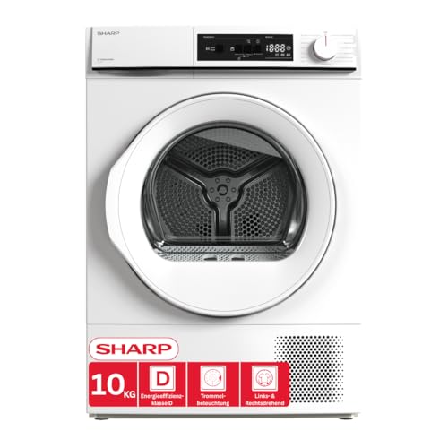 SHARP KD-NHA0S6GWWD-DE Wäschetrockner, 10kg, D, 15 Trockenprogramme inkl. 20-Minuten-Schnelltrockenprogramm, Weiß