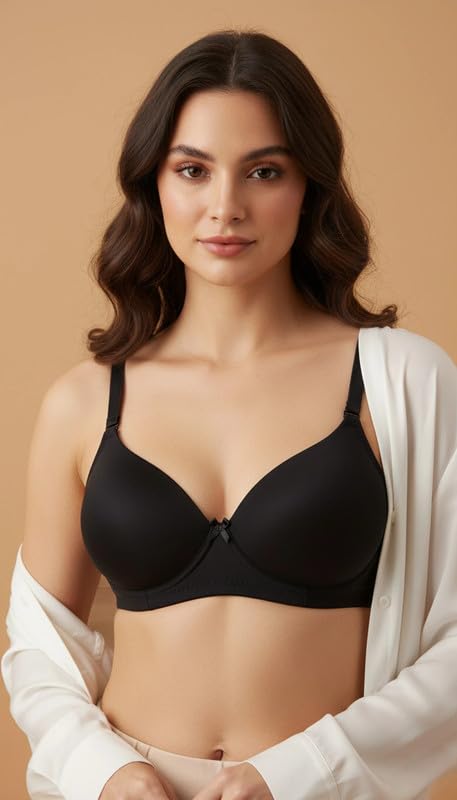 Image of Women's Lycra Lightly Padded Full Coverage Wirefree T-Shirt Bra Combo Pack of 2