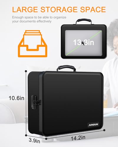 JUNDUN Fireproof Document Box with 5200℉ Heat Insulated, Waterproof and Fireproof Document Storage,Portable Home Fire Safe Storage Box Case with Lock for A4 Size Documents,File and Birth Certificate - Image 5