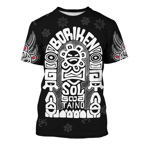 BJQ Men's Puerto Rico Flag T-Shirt 3D Frog Print Short Sleeve Shirt Novelty Casual Round Neck Top Unisex, Black, Large