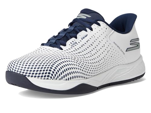 Skechers Men's Viper Court Reload Hands Free Slip-Ins Pickleball Sneaker, White/Navy, 10.5 - image 8