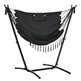 Outsunny Patio Hammock Chair with Stand, Outdoor Hammock Swing Hanging Lounge...