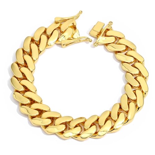 Men's pure 18K gold Cuban Miami 22mm wide bracelet specially designed for men to wear with dominance, perfect men's gift for Father's Day, Christmas and other occasions
