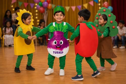 Image of Raj Costume Kids Fruit & Vegetable Fancy Dress Costume | Soft Felt Fruit and Vegetable Cutout Costume for Boys & Girls | School Annual Function