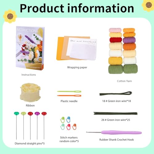 Kit de flores de crochet para aprender a tejer sin hilos deshilachados 7