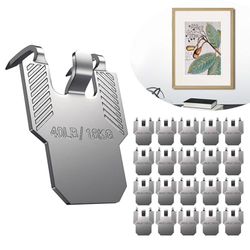 JXYT 20 Pack Claw Picture Hangers for Drywall - 40lb No Damage Heavy Duty Picture Hanging Hooks for Wall Art, Mirror, Photo, Poster & Frame - Nail-Free Hardware Kit for Home Office Decor