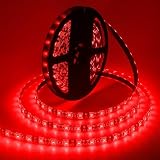 ALITOVE 16.4ft 5050 SMD Red LED Light Strip Waterproof 12V LED Strip Light