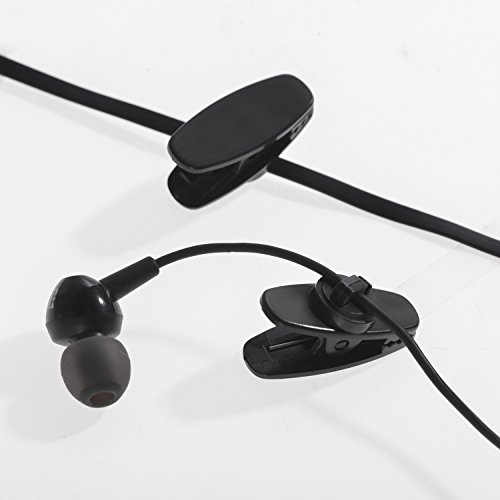 20 Pieces Clips For Earphone Wire 360 Degree Rotate Black Earphone Cable Clothing Clip For Fixing Headphone Wire (1.18 Inches) #TOP1