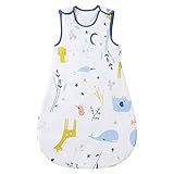 Mosebears Sleep Sack Baby Wearable Blanket with 2-Way Zipper,2.5 TOG Cotton Sleep Sack Unisex (White, 18-24 Months)