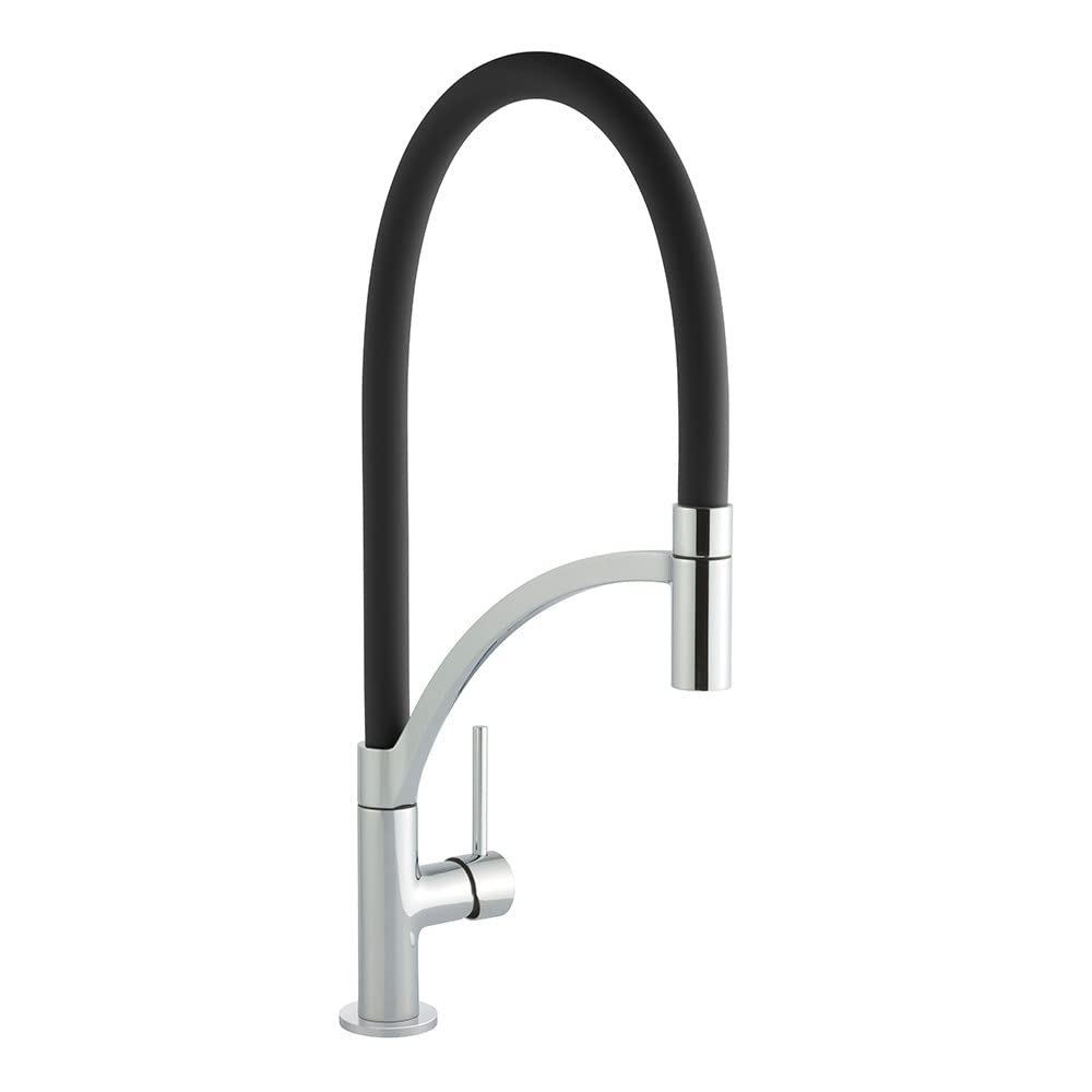 Cookology Giglio Pull-Out Single Lever Kitchen Tap - Chrome Black - Pull-Out Spout - High-Arched Design - Water-Saving Mixer