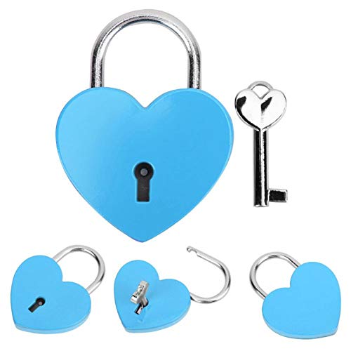 Preisvergleich Produktbild Schloss, praktisches Herzschloss praktisch mit Schlüssel für Schmuckschatulle für Tagebuch für kleines Gepäck(Blau)