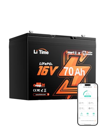 Litime Pro Power 16V 70Ah Lithium Fish Finder Battery with Bluetooth 5.0 Perfect for Garmin Livescope Lowrance ActiveTarget Humminbird Mega Live