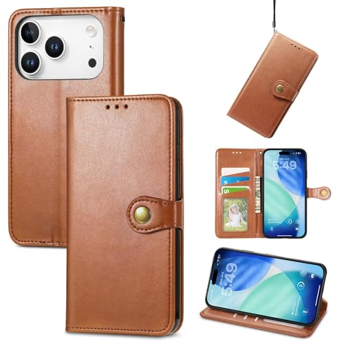 Étui en cuir iPhone 17 Air marron clapet haut de gamme élégant
