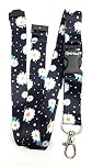 SpiriuS Breakaway Lanyard neck strap for women for id card badge holder with metal clip 2cmx43cm (daisies flowers black)