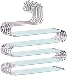 devesanter Pants Hangers Space Save Non-Slip 6 Pack S-Shape Trousers Hangers Stainless Steel Clothes Hangers Closet Storage Organizer for Pants Jeans Scarf Hanging Green