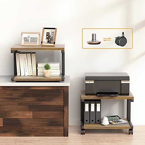 Ameriergo Printer Stand, Printer Table With Storage, Under Desk Printer Stand With 4 Wheels & Lock Mechanism, 2 Tier Printer Cart For Printer, Scanner, Fax, Home Office Use #TOP4