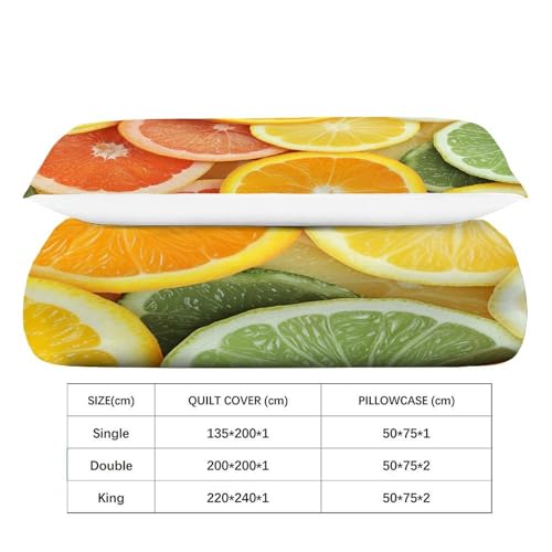Housse de couette 2 pièces orange motif fleuri lit single zip