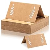 【Épaississement Vintage texture Kraft matériel】Marque Place Mariage en utilisant un matériau en papier kraft marron épaissi, apportez votre propre style Vintage rustique naturel avec un motif de feuille blanche minimaliste qui souligne le ton de mariage minimaliste