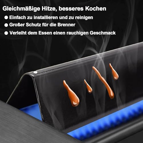 7620 Hitzereflektor & 44,5CM Flavorizer Bar für Weber Genesis 300 Series,Brennerabdeckung für Weber Genesis E/S/EP 310 320 330 mit vorderen Frontknöpfen,Wärmeabweiser Ersatzteil 7621 65505 62756