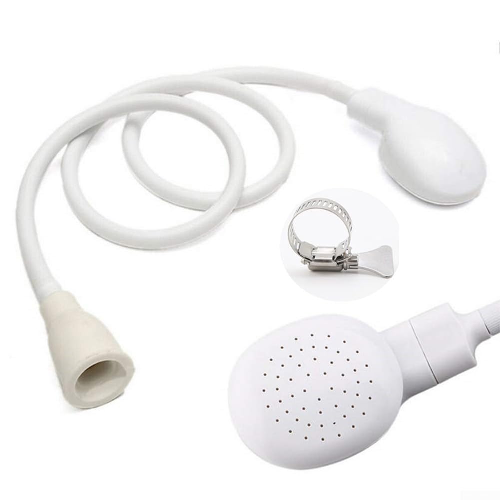 Tubo spray per lavandino in plastica bianca, doccetta portatile e spruzzatore per rubinetto per lavare capelli, sciacquare verdure, shampoo spray portatile per bagnare bambini, animali domestici