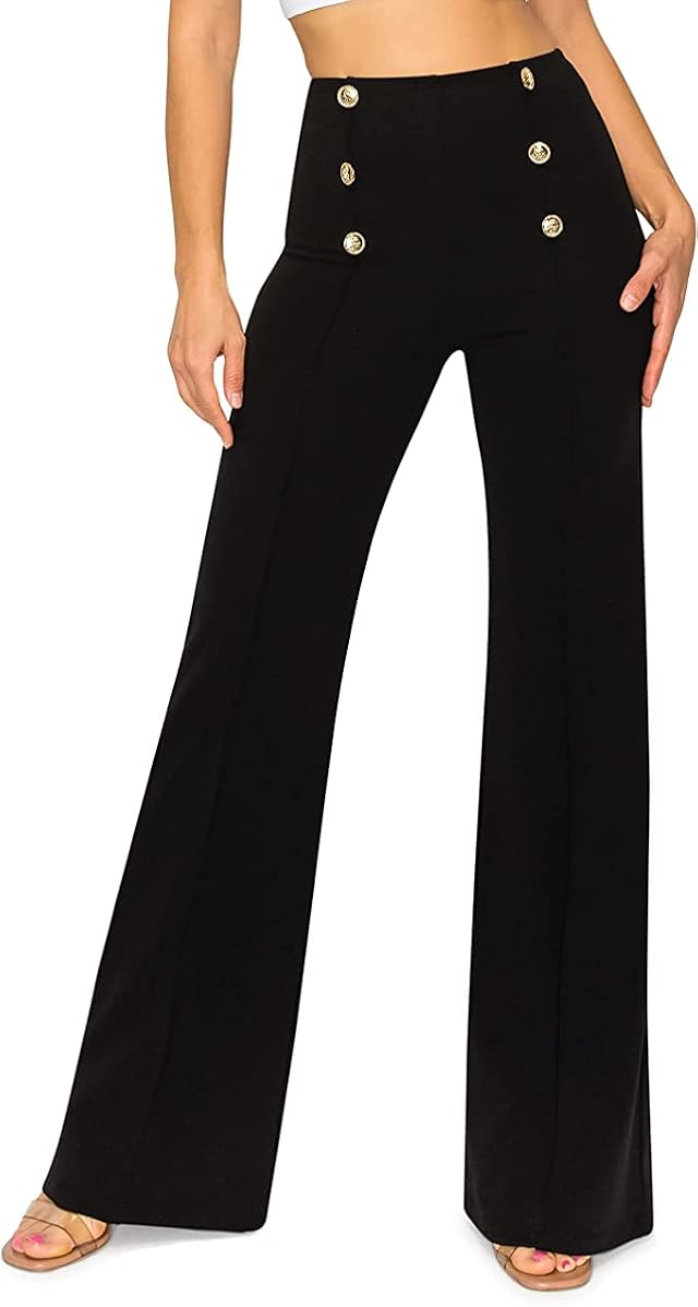 Cemi Ceri Womens High Waist Dress Pants w Button Decorate