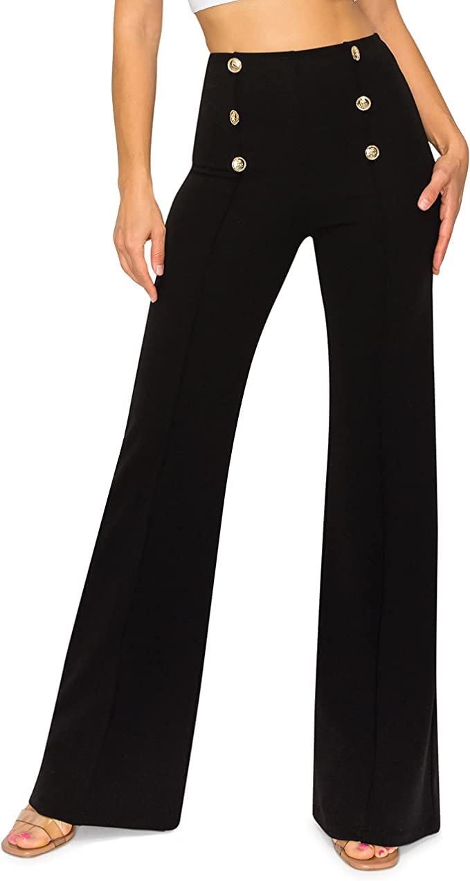 Cemi Ceri Womens High Waist Dress Pants w Button Decorate