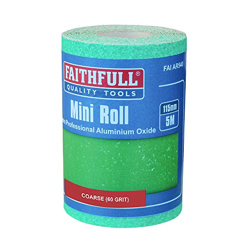 Faithfull FAIAR560G 5M Coarse (60 Grit) Sandpaper Roll Green (Pro) 115mm x 5M