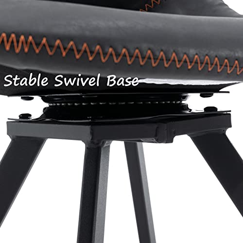 Zhenghao Set Of 6 Mid Century Modern Dining Chairs, Accent Faux Leather Dining Room Chair With Hollow Back, Swivel Armless Side Chair With Metal Legs For Kitchen/Living Room/Office, Black #TOP4