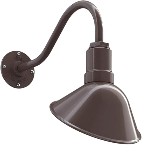 Miniatura 1 de Steel Lighting Co. Venice Store - Letrero de luz para pared de restaurante al aire libre, cúpula de 9 pulgadas, cuello de cisne de 16 pulgadas,