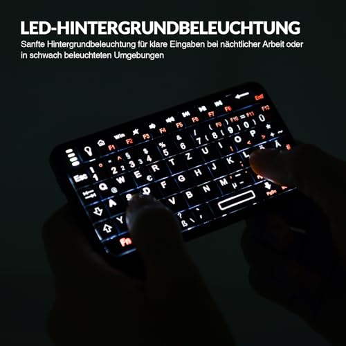Rii Mini Bluetooth Tastatur, Tragbare Drahtlose mit Hintergrundbeleuchtung, Handflächengroß(11x6x1cm), Wiederaufladbare Mini Tastatur für Smart TV/Android TV Box/Smartphone/HTPC/IPTV 3
