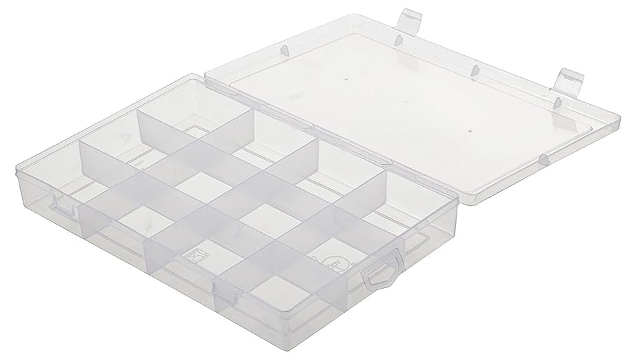 Multipurpose Plastic Rectangular Storage Box with 12 Grid Partitions/Sections Box for Travel Organizer for Jewelry | Hair Pins | Medicines | Craft Material | Hardware - Pack of 1 Trans-image-4