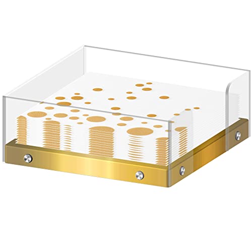 Moderner Serviettenhalter für Küche, sitzender Serviettenhalter für Tische, klares Acryl und goldener Stahlsockel, Küche & Esszimmer Dekor Cover