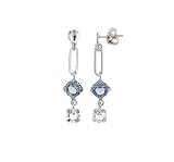 BIZZARRO Aretes De Plata Con Zirconias Y Piedras Color Azul Modelo SIL-197-A