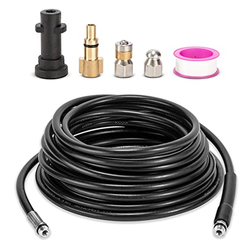 10M High Pressure Washer Drain Pipe Hose Cleaning Kit with Jet Nozzle and Rotating Jet Nozzle for Karcher K2 - K7 Series and LAVOR Pressure Washer Very Suitable for Drain Blockage and Cleaning