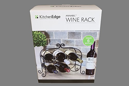 KitchenEdge Annabel 6 Bottle Metal Wine Rack for Tabletop or Countertop, Free Standing, Metal (Black)