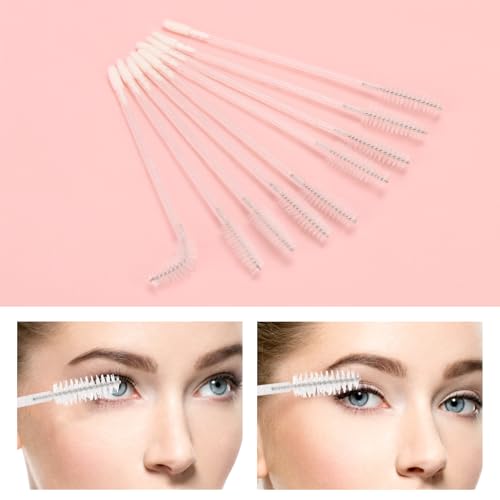 Image of 300 Pcs Disposable Mascara Wands Dual Ended Eyelash Brush Lip Brush, Lipstick Applicator Eyebrow Spoolies Brush for Eyelash Extensions - White