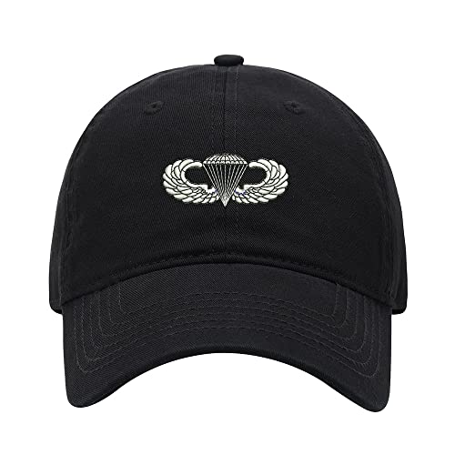 Baseball Cap Men Army Airborne Paratrooper Wings Embroidered Hat 7 1/2 Black