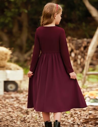 GRACE KARIN Girls Spring Long Sleeve Dresses Girl Casual Maxi Dress with Pockets Kids Formal Party Dress - Image 4