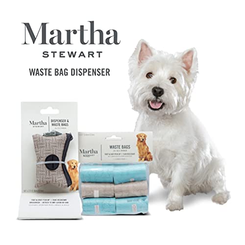 Martha Stewart For Pets Waste Bag Dispenser And Bags For All Dogs | Dog Bag Holder And 30 Unscented, Tear-Resistant Dog Poop Bags | Great For Dog Walking Everyday Use Puppy Supplies #TOP2