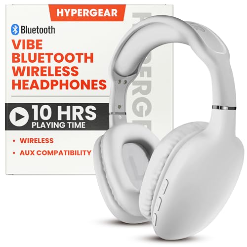 HyperGear Wireless Headphones Bluetooth White- Noise Isolation Headphones Wireless Over The Ear Head Phones