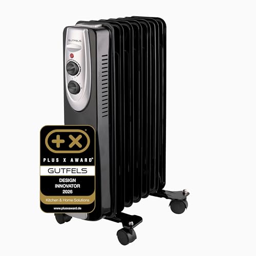 Gutfels HR 32009 sw Öl-Radiator | 3 Heizstufen | 9 Rippen | 2000 Watt Leistung | Schwarz, 5050075