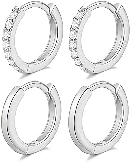 LIHELEI S925 Silver Hoop Earring for Women, AAA Cubic Zirconia 14K Gold Plated Huggie Hoop Earring Set With Gift Box
