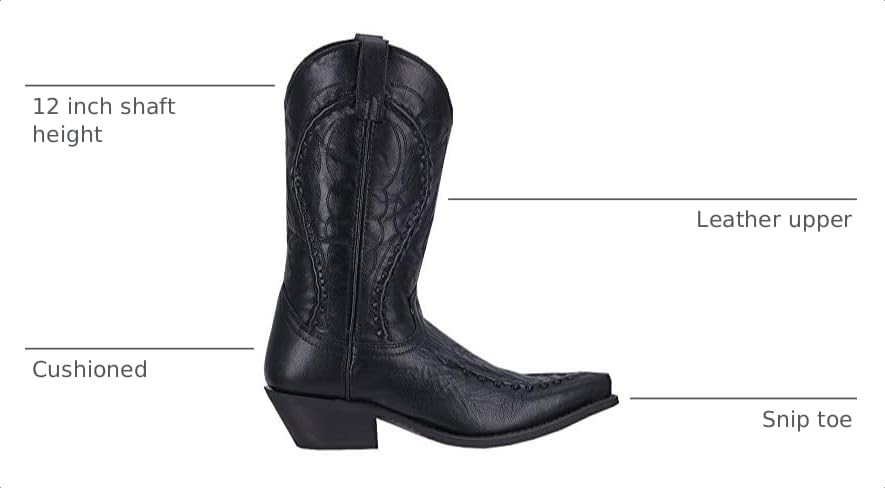 Image of Laredo Mens Laramie Embroidered Snip Toe Pull On Dress Boots Mid Calf - Black