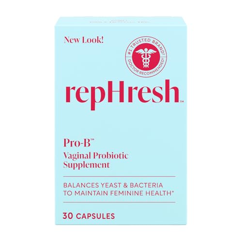 RepHresh Pro-B Vaginal Probiotic Supplement, pH Balance, Probiotics for Women, Balances Yeast and Bacteria to Maintain Feminine Health, Daily Oral Capsules, 30 Count