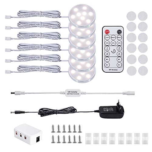 LDOPTO 3 Pack Kitchen Under-Cabinet Kitchen Lights with Remote Control Dimmable LED Lights Battery Operated for Bedroom Bathroom